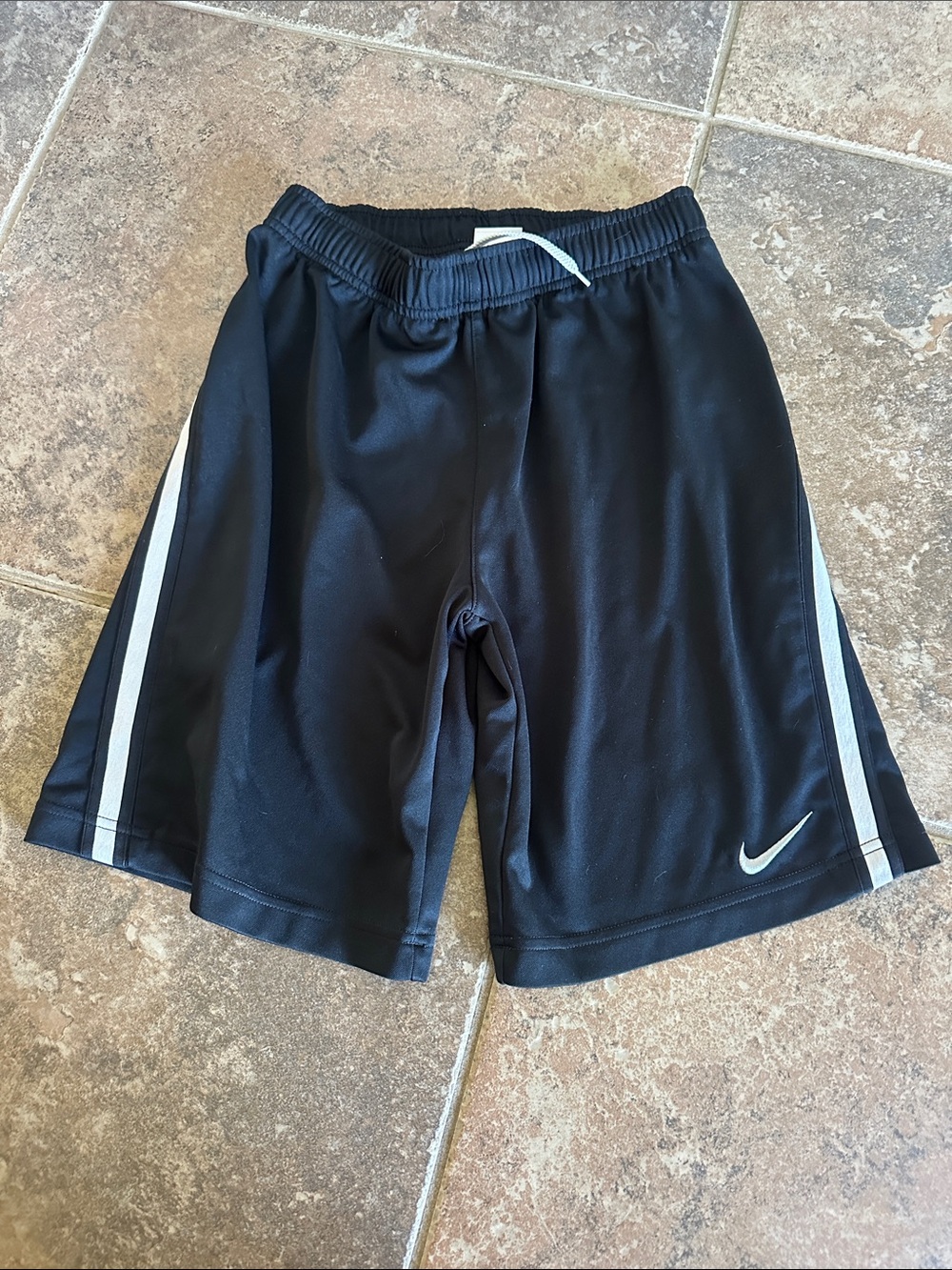 Nike Black Athletic Shorts with White Side Stripes